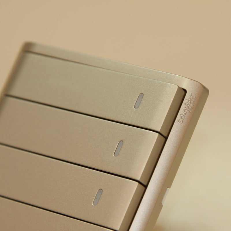 Schneider Electric Pieno 4 Gang 2 Way Switch - Wine Gold - Image 4