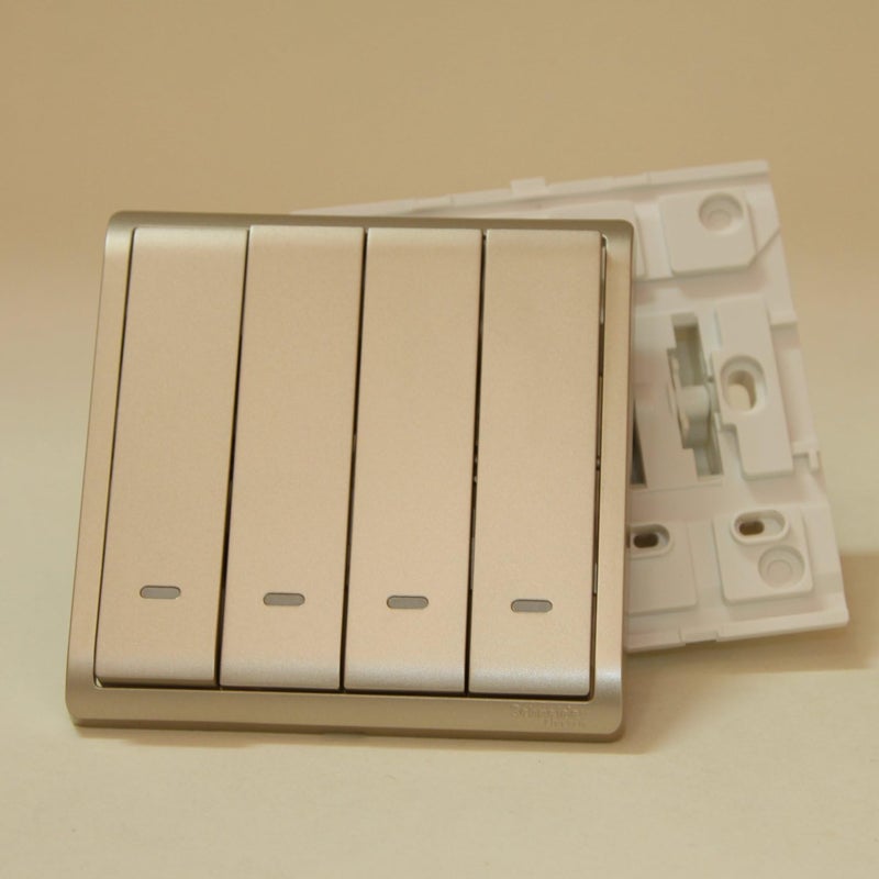 Schneider Electric Pieno 4 Gang 2 Way Switch - Wine Gold - Image 2