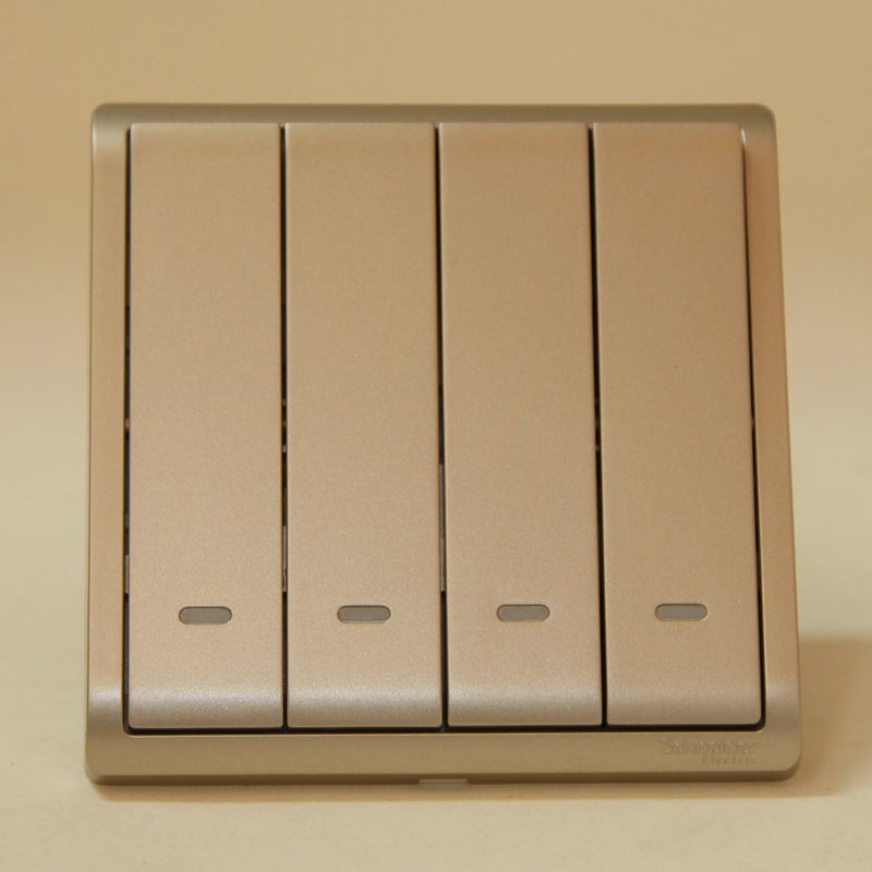 Schneider Electric Pieno 4 Gang 2 Way Switch - Wine Gold - Image 1