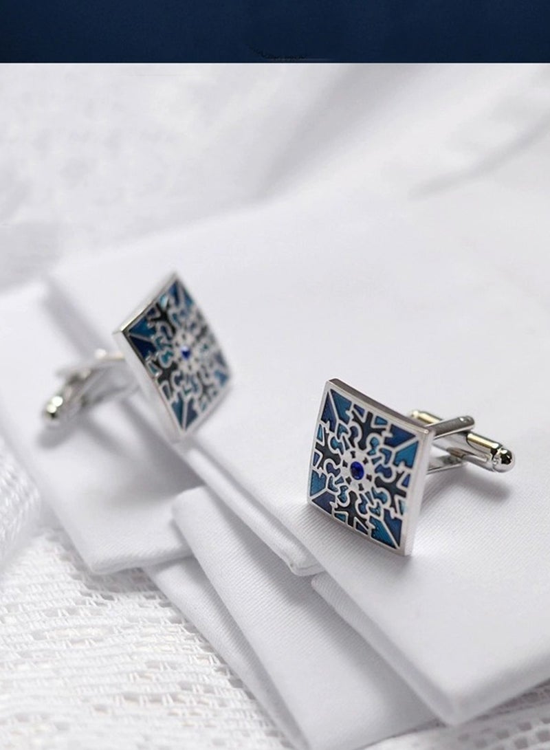 Geometric Pattern cufflinks, 2 PCS in One Set Alloy Jewelry Specially Design for Men's Shirt Wedding Business Gift with Delicate Package Box  - Image 3