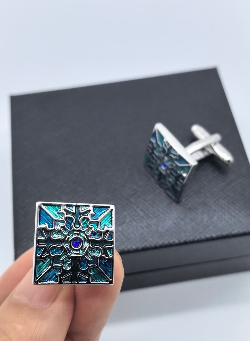 Geometric Pattern cufflinks, 2 PCS in One Set Alloy Jewelry Specially Design for Men's Shirt Wedding Business Gift with Delicate Package Box  - Image 4