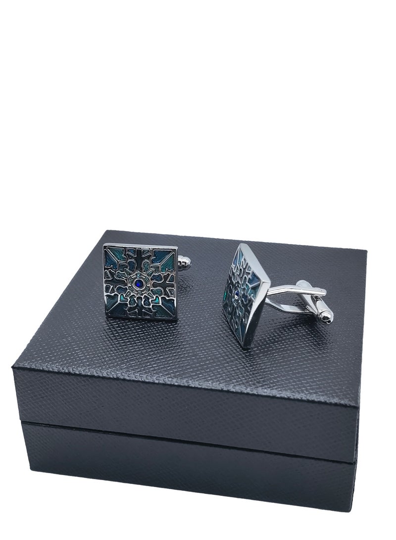 Geometric Pattern cufflinks, 2 PCS in One Set Alloy Jewelry Specially Design for Men's Shirt Wedding Business Gift with Delicate Package Box  - Image 5