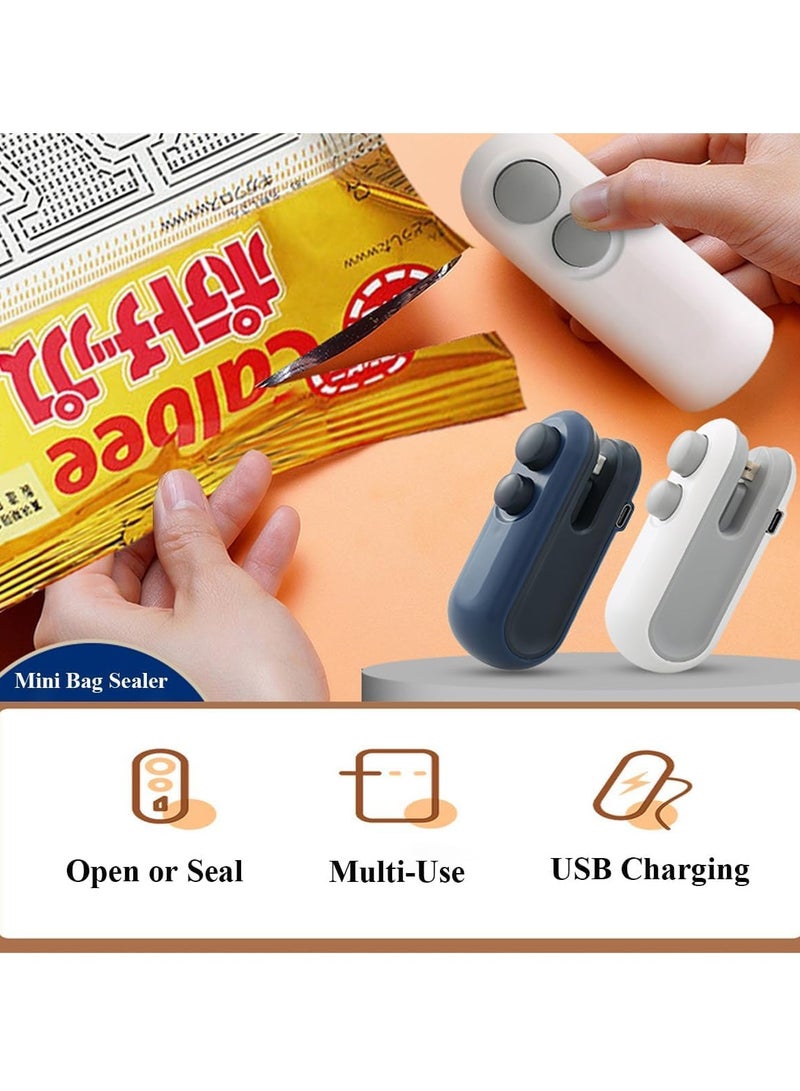 SYOSI 2 in 1 Rechargeable Mini Bag Sealer and Vacuum Sealer Machine - Portable Handheld Heat Sealer for Food Storage - Ideal for Chips, Cookies, Snacks - Includes Pouch, Plastic Sealer  - Image 2