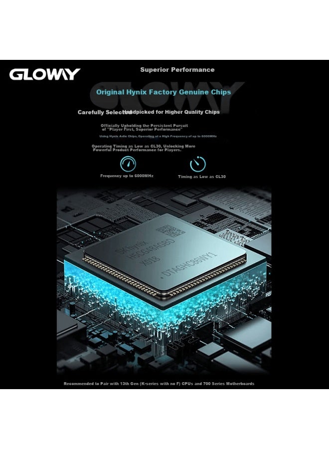 Gloway 32gb Ddr5 6000 Desktop Ram Dragon Warrior Rgb Light Bar Hynix A-die Cl30 Starry Black - Image 1