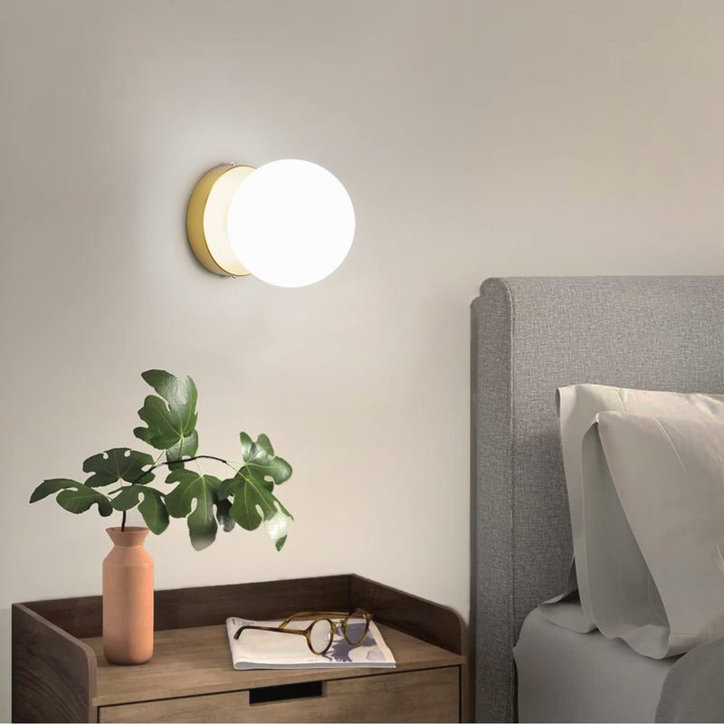 VRCT Gold Wall Sconces Set of Two Modern Globe Wall Light Fixture Gold Sconces for Bedroom Living Room Bathroom Hallway Stair Exclude Bulb - Image 2
