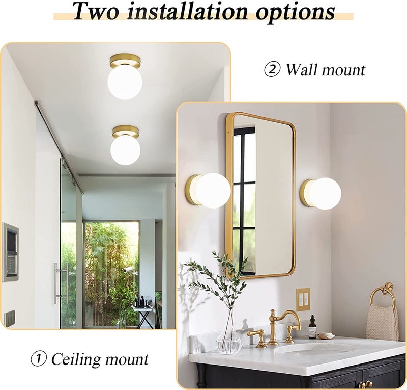 VRCT Gold Wall Sconces Set of Two Modern Globe Wall Light Fixture Gold Sconces for Bedroom Living Room Bathroom Hallway Stair Exclude Bulb - Image 3