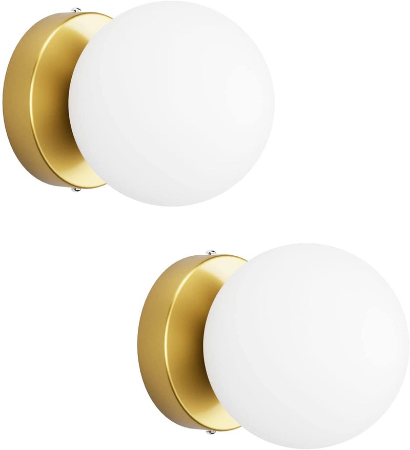 VRCT Gold Wall Sconces Set of Two Modern Globe Wall Light Fixture Gold Sconces for Bedroom Living Room Bathroom Hallway Stair Exclude Bulb - Image 1