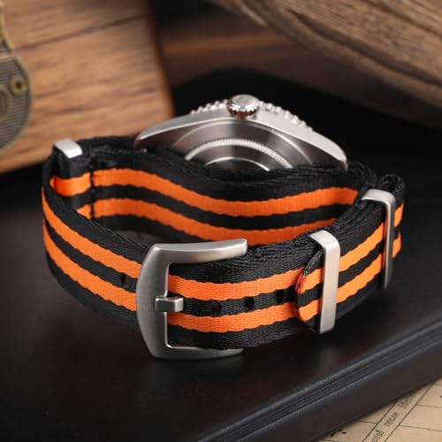 watchdives Nylon Watch Band 18mm 20mm 22mm Multicolor Replacement Watch Straps for Men Women (Black Orange, 20mm) - Image 5