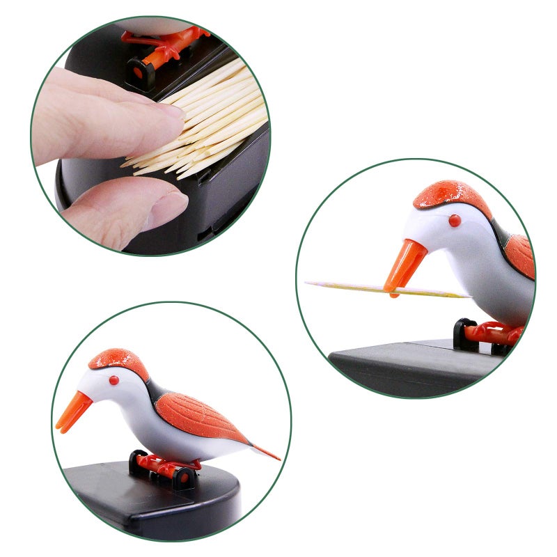 Jucaifu Little Bird Toothpick Dispenser  Creative Push-Type Toothpick Bird Dispenser  Toothpick Holder. (Orange) - Image 4