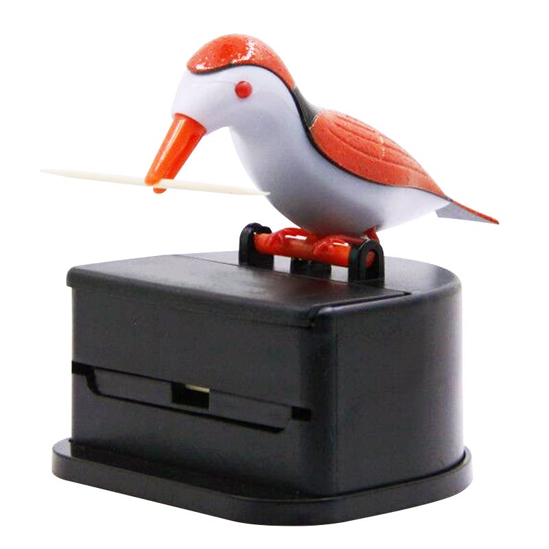 Jucaifu Little Bird Toothpick Dispenser  Creative Push-Type Toothpick Bird Dispenser  Toothpick Holder. (Orange) - Image 1