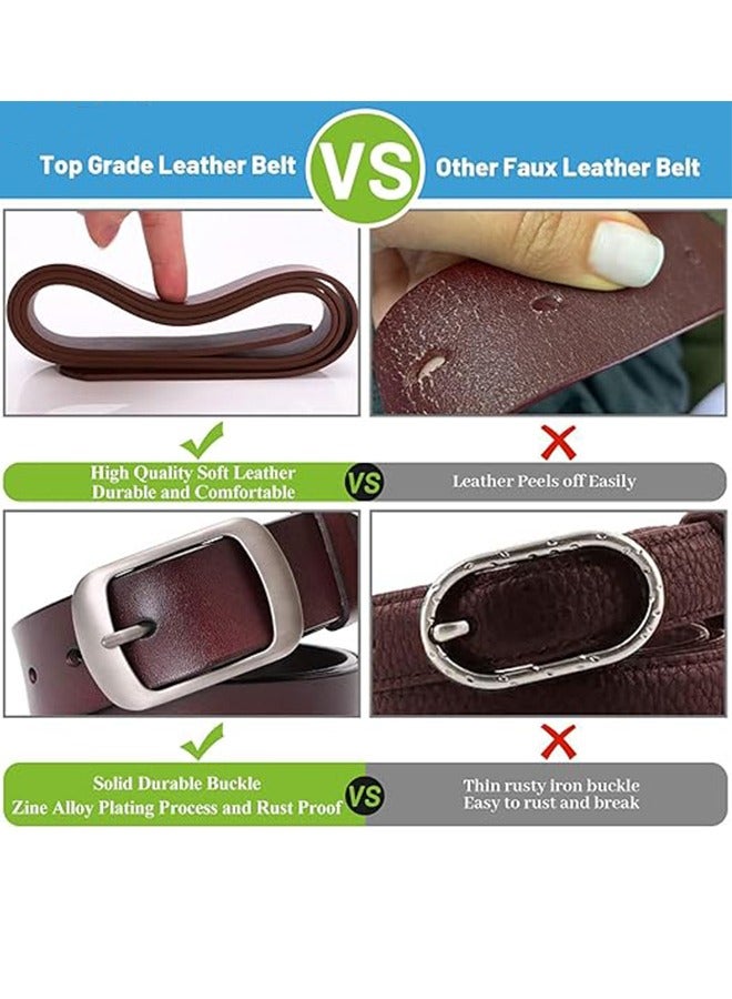 Fashion Women's Belt, Soft Leather Belt With Pin Buckle For Jeans Pants, 3.3cm Width - Image 4