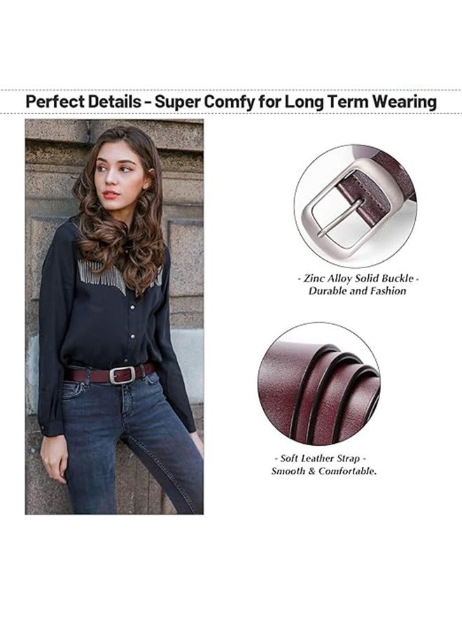Fashion Women's Belt, Soft Leather Belt With Pin Buckle For Jeans Pants, 3.3cm Width - Image 3