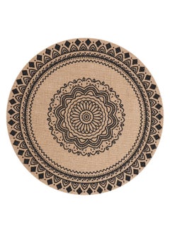 Round jute cut edge PL178 Black-M01 38CM