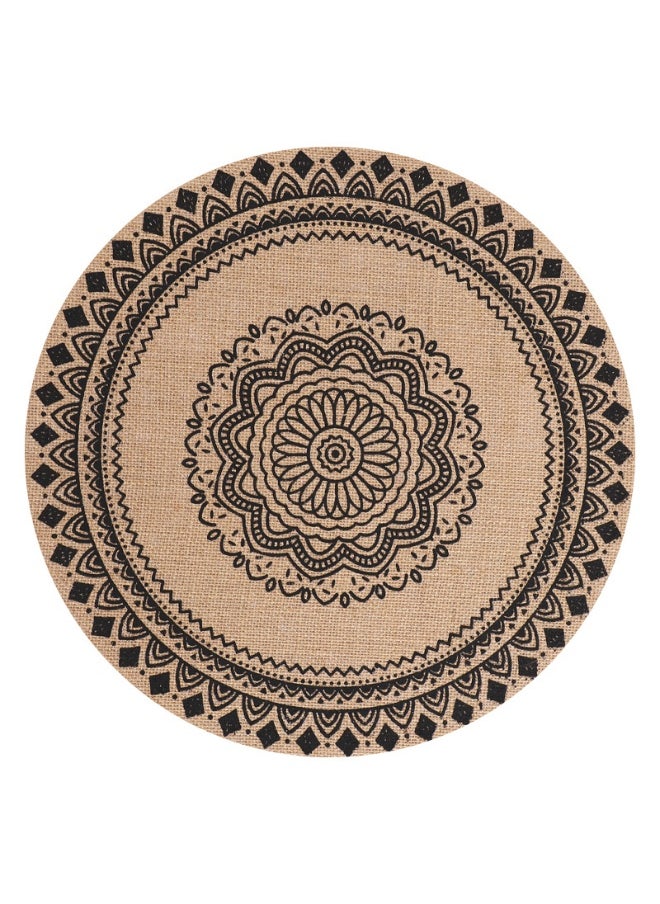 NIBEMINENT - 2pcs Boho Style Round Large Jute Heat Insulation Mat Printed Placemat Photo Props - Image 1