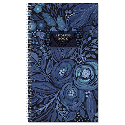 Current Navy Blossoms Address Book - 94 Pages; 5" x 8-1/2", Spiral-Bound, 50 Replacement Cover Stickers - Image 1