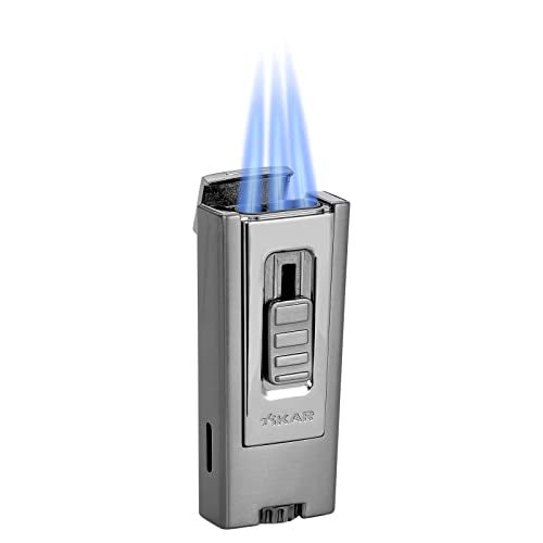 Xikar Trezo Lighter, Inline Triple Jet Flame, Piezo Ignition, Protective Lid, Oversized Adjustment Wheel, Gunmetal - Image 2