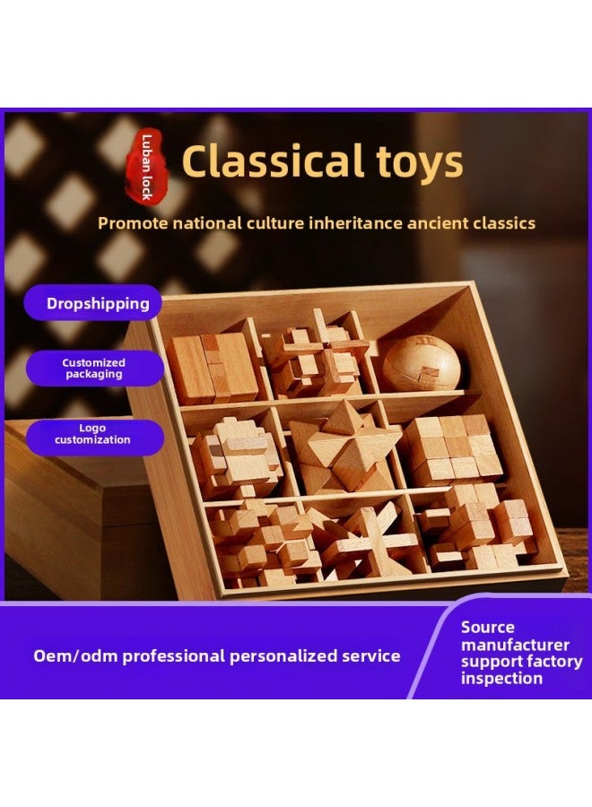 Luban Lock Kongming Lock Full Set Of Children's Educational Toys For Primary School Students Over 10 Years Old 12 Mortise And Tenon Building Blocks Birthday Gift-Color:Thickened Solution Ring 20 Piece Set 【exquisite Gift Box】】 - Image 2