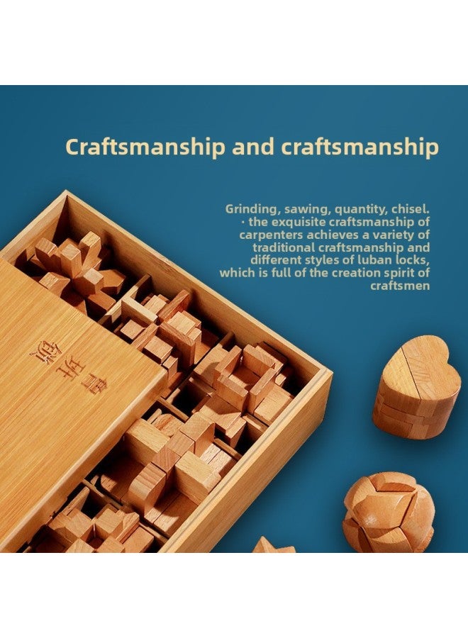 Luban Lock Kongming Lock Full Set Of Children's Educational Toys For Primary School Students Over 10 Years Old 12 Mortise And Tenon Building Blocks Birthday Gift-Color:Thickened Solution Ring 20 Piece Set 【exquisite Gift Box】】 - Image 3