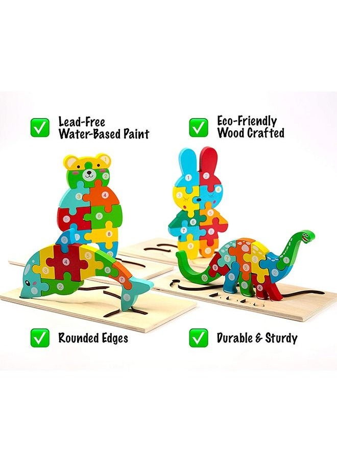 YelaJoy Yelajoy Wooden Toddler Puzzles for Kids Ages 2-4 | Toys for Toddlers 2 Years Old | Wooden Puzzles for Toddlers 2-4 Years | 4-pack Toddler Puzzle Toddler Toys  - Image 4