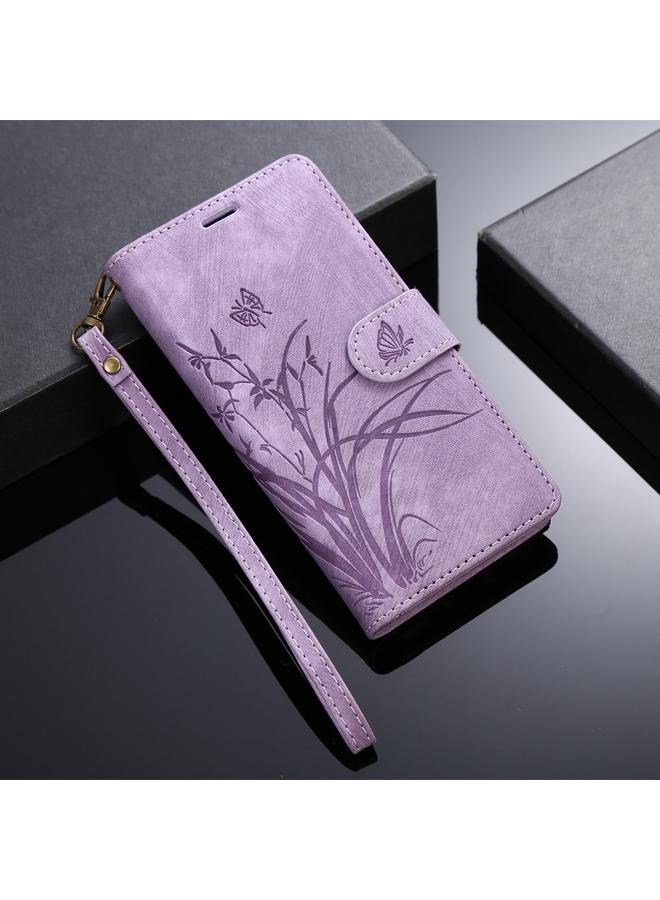 S-TOP Case For Samsung Galaxy A52 4G/5G Orchid Butterfly Embossed Leather Phone Case - Image 2