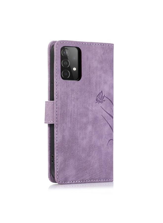 S-TOP Case For Samsung Galaxy A52 4G/5G Orchid Butterfly Embossed Leather Phone Case - Image 3