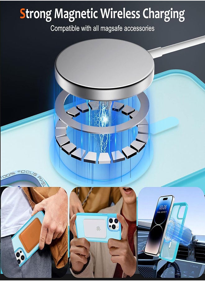 Generic - Case BENTOBEN Magnetic Iphone 15 Pro Max, Compatible with Wireless Charger and Magsafe Card Wallet, Simple Clear Shockproof Drop Resistant Anti-Fingerprint Case Compatible with Iphone 15 Pro Max - Light Blue - Image 1