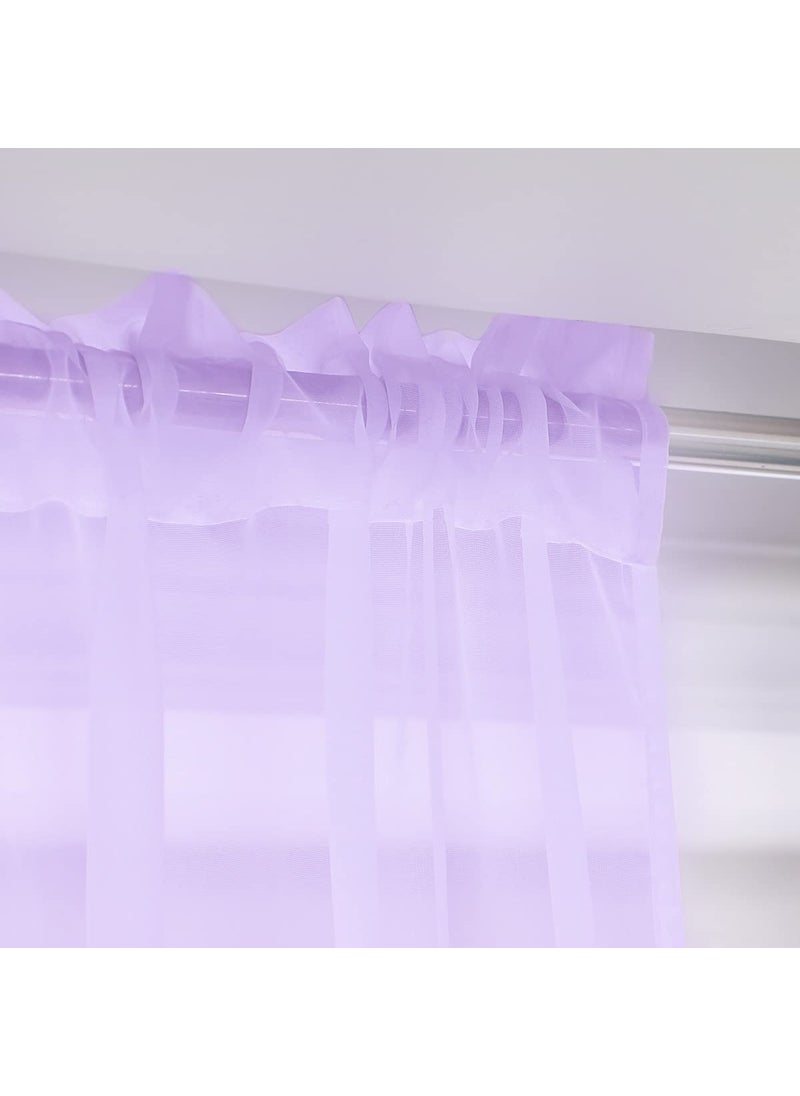 L&TEC Window Purple Sheer Curtains 145 Inches Long 2 Panels Sheer Curtain Basic Rod Pocket Panel for Bedroom Children Living Room Yard Kitchen (Purple  52"" W x 145"" L | 2 pcs)  - Image 4