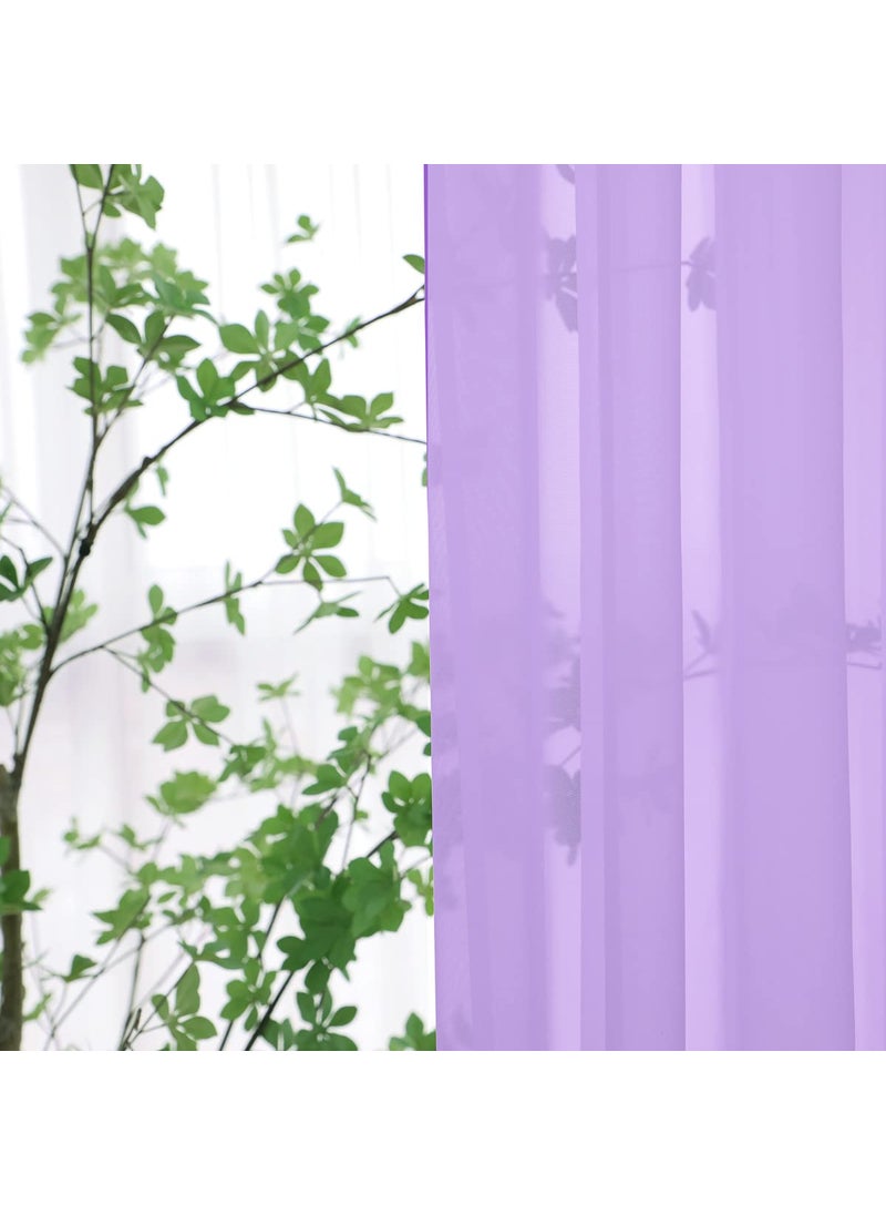 L&TEC Window Purple Sheer Curtains 145 Inches Long 2 Panels Sheer Curtain Basic Rod Pocket Panel for Bedroom Children Living Room Yard Kitchen (Purple  52"" W x 145"" L | 2 pcs)  - Image 3