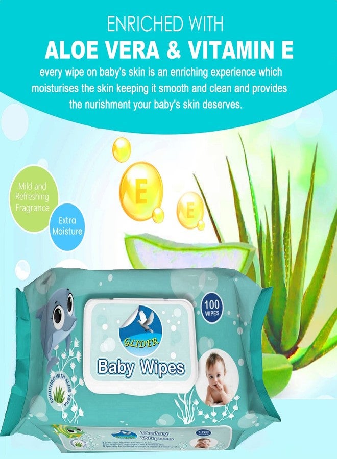 جلايدر [مجاناً] عبوة مناديل مبللة للأطفال من جلايدر، ٢٥ منديلاً، سهلة الحمل | ناعمة ولطيفة، تحتوي على ٩٨٪ ماء | خلاصة الصبار وفيتامين هـ | غطاء قلاب | (١٠٠ منديل/عبوة) (عبوة من ٥ قطع (٥٠٠ منديل)) - Image 3