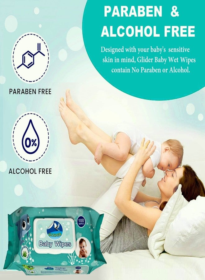 جلايدر [مجاناً] عبوة مناديل مبللة للأطفال من جلايدر، ٢٥ منديلاً، سهلة الحمل | ناعمة ولطيفة، تحتوي على ٩٨٪ ماء | خلاصة الصبار وفيتامين هـ | غطاء قلاب | (١٠٠ منديل/عبوة) (عبوة من ٥ قطع (٥٠٠ منديل)) - Image 4