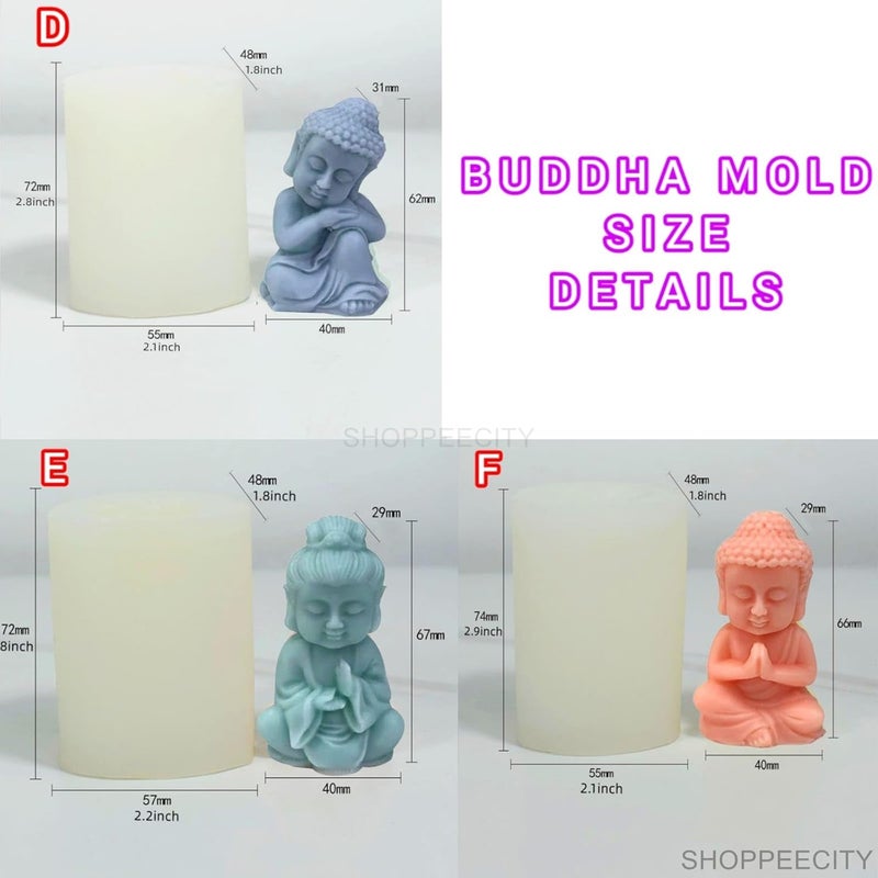 Shoppeecity Candle Mold I 3D Cute Little Buddha Mold Monk Shape Silicone Scented Wax Mould I for DIY Handmade Ornament Cake Dcor Aromatherapy Soap Resin Art Craft Making Wedding Party Decoration budhha Mould budhha Candle Mold Buddha Mould3pcs Buddha Candle Mold - Image 4