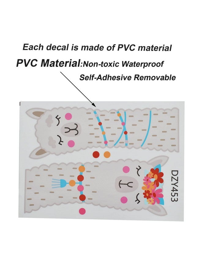 Maydahui Cute Llama Wall Decals Fun Animal Alpaca Wall Sticker (14.7x40.9 Inch) Colorful Flower Dots Wall Decals for Kindergarten Kids Bedroom Nursery Daycare Center - Image 4