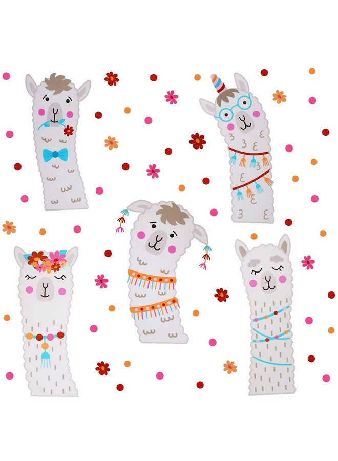 Maydahui Cute Llama Wall Decals Fun Animal Alpaca Wall Sticker (14.7x40.9 Inch) Colorful Flower Dots Wall Decals for Kindergarten Kids Bedroom Nursery Daycare Center - Image 1