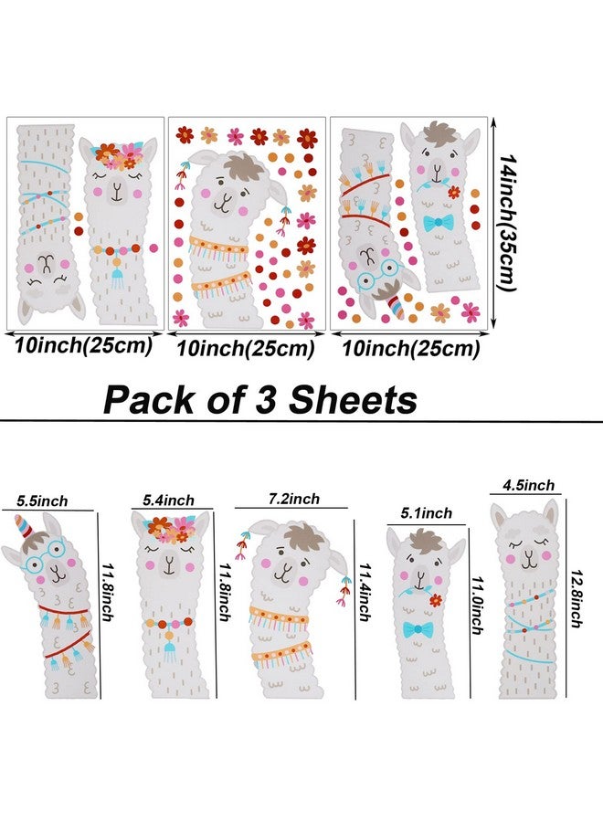 Maydahui Cute Llama Wall Decals Fun Animal Alpaca Wall Sticker (14.7x40.9 Inch) Colorful Flower Dots Wall Decals for Kindergarten Kids Bedroom Nursery Daycare Center - Image 2