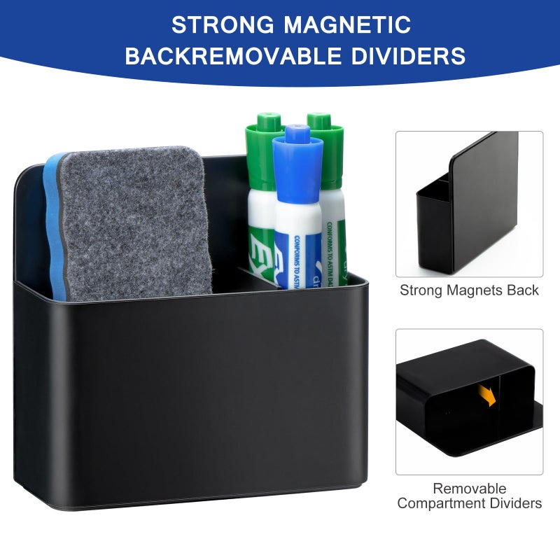 Simetufy Magnetic Dry Erase Marker Holder, Magnetic Pen Holder, Whiteboard Marker Holder, Magnetic Marker Holder for Fridge, Whiteboard, Locker, Magnetic Cup for Dry Erase Board, 1 Pack, Black - Image 2