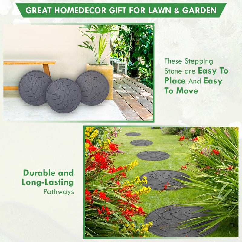 Sharpex Rubber Stepping Stones for Garden Leaves Grey Design Decorative Walkway for Outdoor Pathway, Lawn, Yard, Home, Landscaping Perfect Personalized Stepping Stones(1) - Image 4