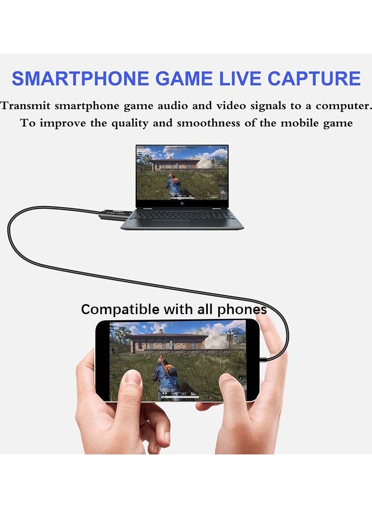 Video Capture Card HDMI High Definition Acquisition, Mini USB 2.0 1080P HD Live Streaming Recorder Box Black - Image 5