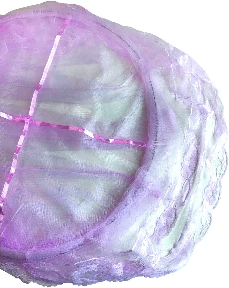BCBYou Princess Bed Canopy Netting Mosquito Net Round Lace Dome for Twin Full and Queen Size Beds Crib with Jumbo Swag Hook (Purple) - Image 3
