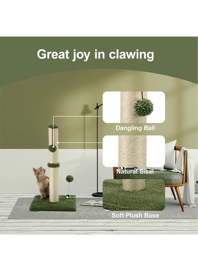 MECOOL MECOOL Cat Scratching Post Premium Basics Kitten Scratcher Sisal Scratch Posts with Hanging Ball 22in for Kittens or Smaller Cats, Cactus Green  - Image 2
