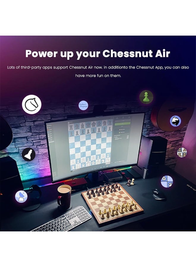 Chessnut Air Electronic Chess Set, A magnificently Handcrafted Wooden Chess Board with Extra Queens,LEDs, AI Adaptive Electronic Chess Set Game and App with Computer Chess Board - Image 5