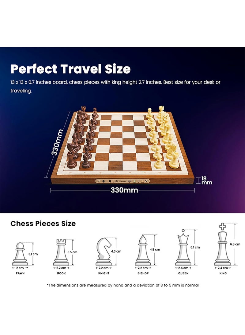 Chessnut Air Electronic Chess Set, A magnificently Handcrafted Wooden Chess Board with Extra Queens,LEDs, AI Adaptive Electronic Chess Set Game and App with Computer Chess Board - Image 3