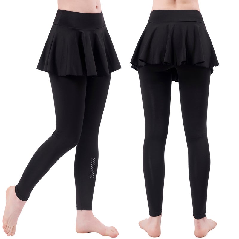 High Waist Yoga Skirt Leggings with Tummy Control for Women Trousers W123 black + reflective beige plaid
