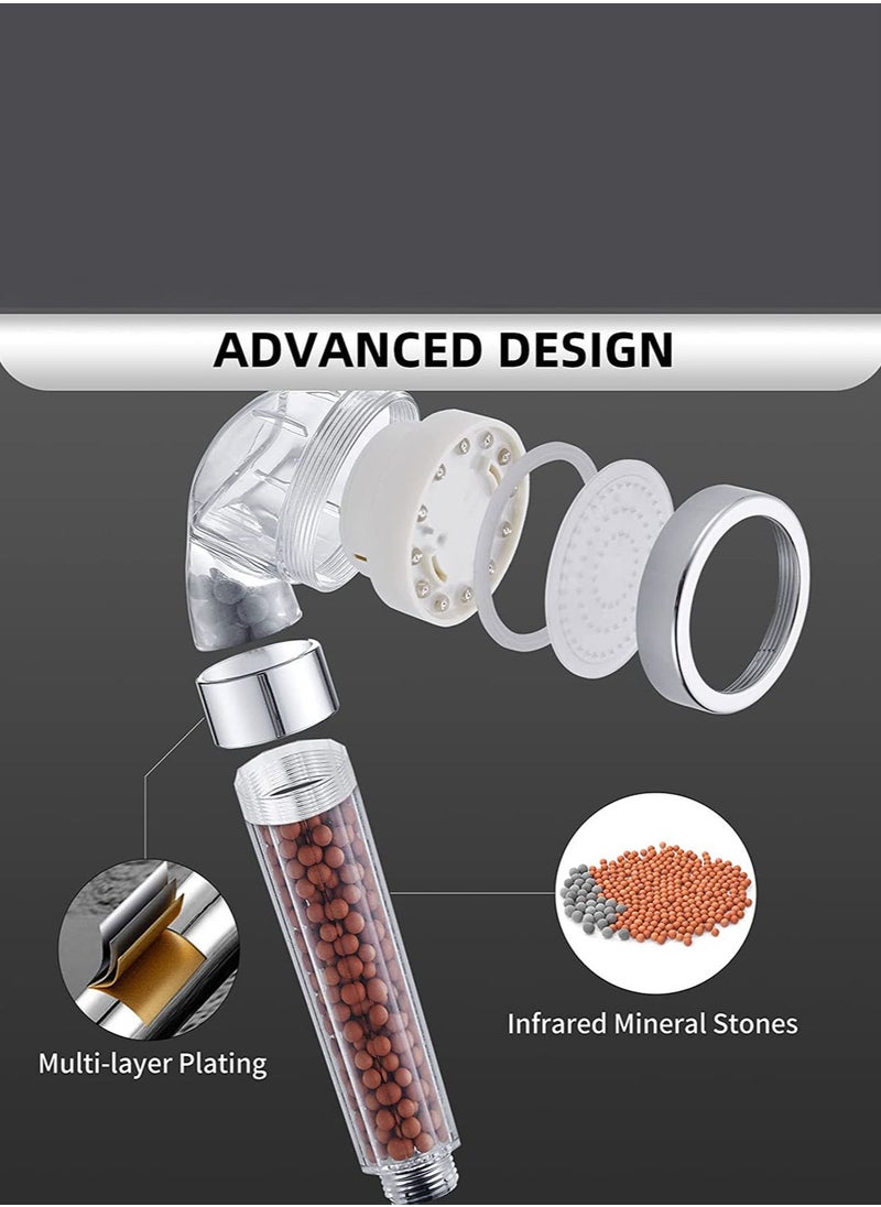 ABJ Handheld Shower Head High Pressure Water Saving with Negative Ion Tourmaline Filter 8.5 Inches Filtered Showerhead for Spa Experience Dry Skin & Haircare  - Image 3
