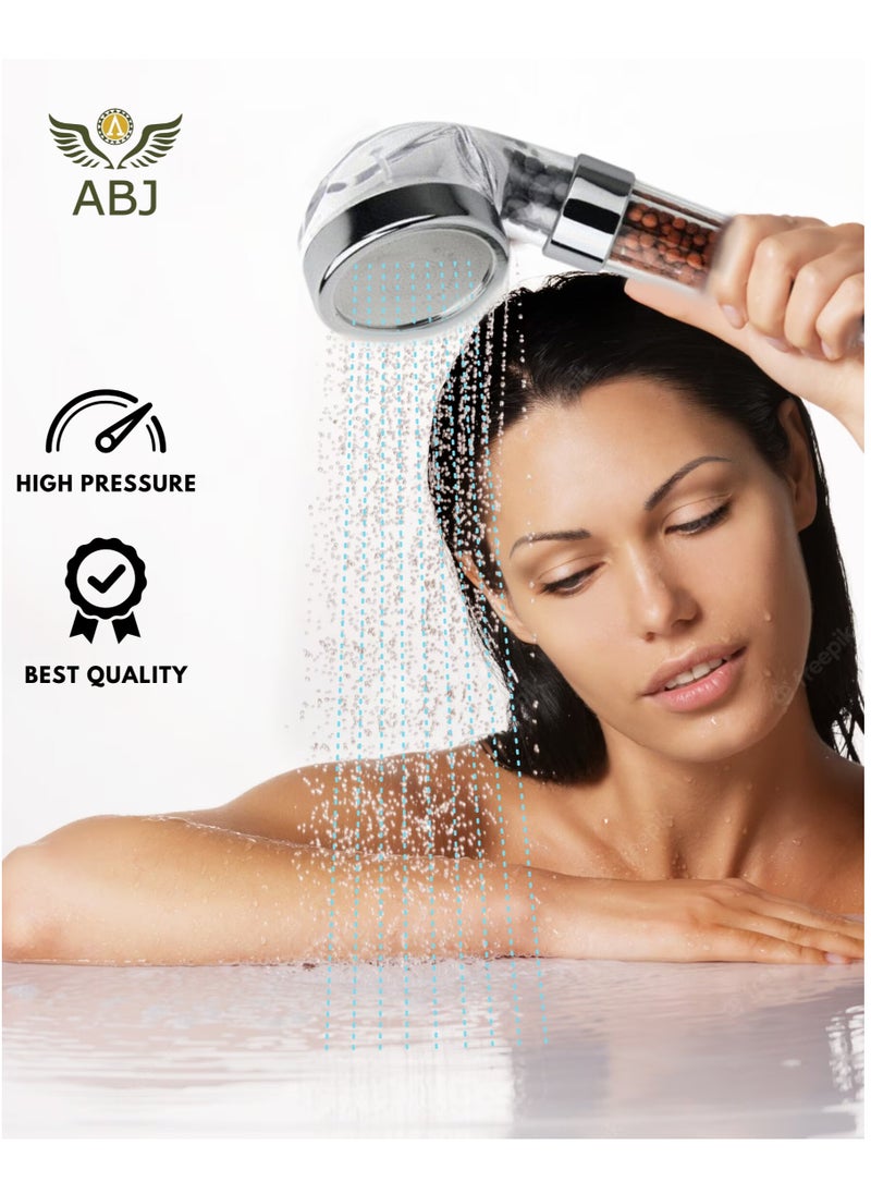 ABJ - Handheld Shower Head High Pressure Water Saving with Negative Ion Tourmaline Filter 8.5 Inches Filtered Showerhead for Spa Experience Dry Skin & Haircare - Image 1