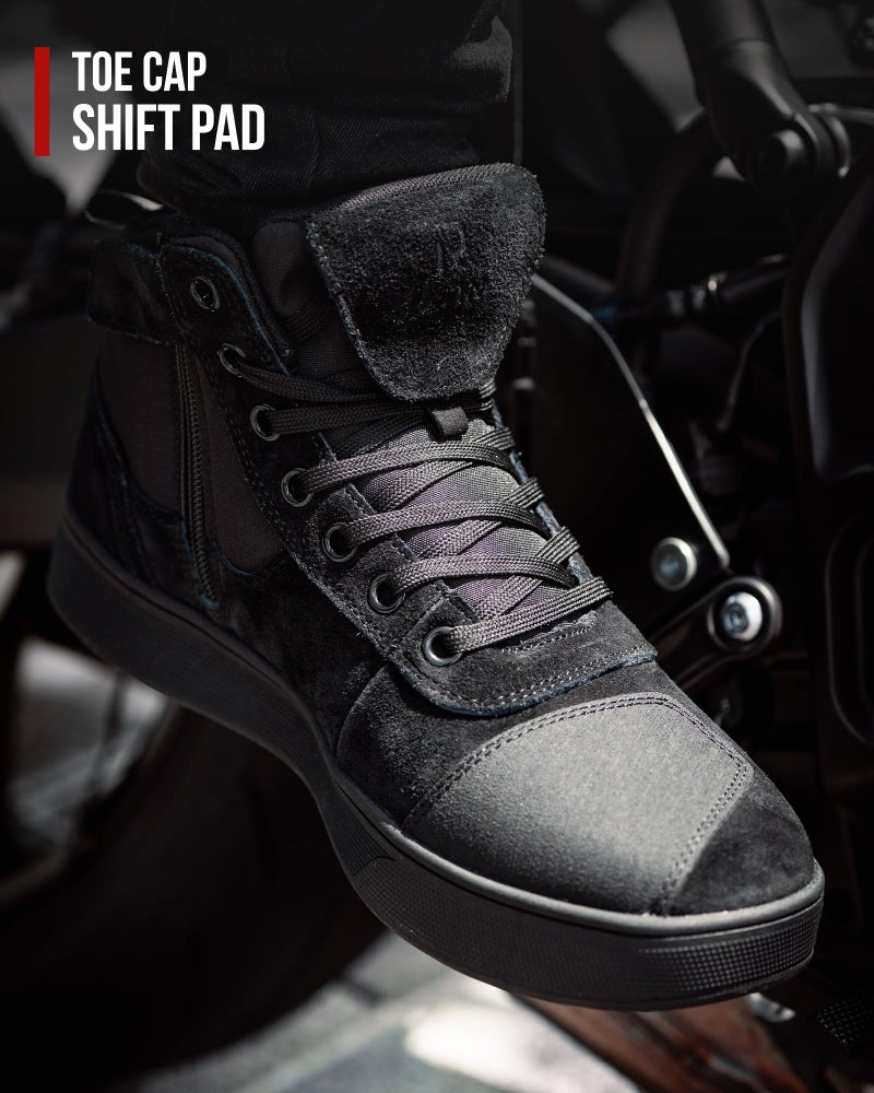 RIDEIRON Motorcycle Shoes for Men, CE Certified, Thickened Anti-Slip Sole, Breathable Casual Motorcycle Riding Boots with Ankle Support, Shift Pad (Black/11 Men) - Image 2