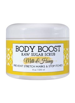 Body Boost Body Boost Milk  Honey Sugar Scrub 8 oz Help Prevent Dry Skin Stretch Marks and Scars Pregnancy and Nursing Safe Allergen Free 