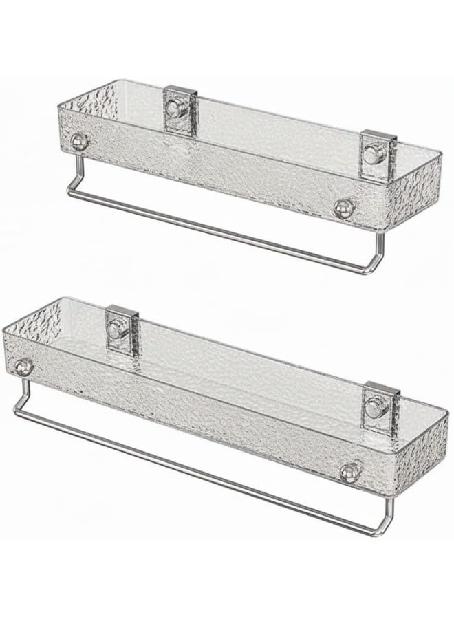 Sturdy acrylic bathroom shelf with double-sided design and aluminum towel rack – 40 cm long – durable and modern design M - Image 1