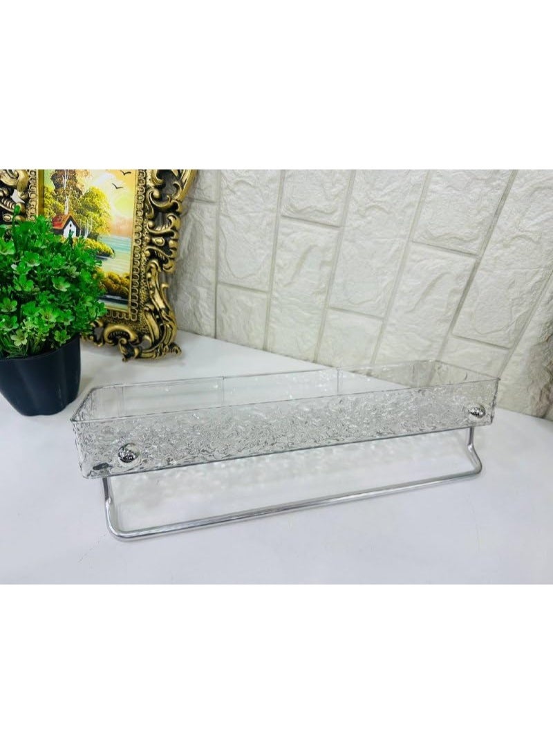 Sturdy acrylic bathroom shelf with double-sided design and aluminum towel rack – 40 cm long – durable and modern design M - Image 2