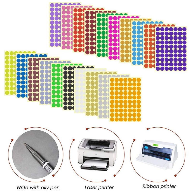 SourceTon 2800 pcs 3/4" Round Coding Circle Dot Labels, SourceTon 20 Colors Neon Color Coding Dots Round Stickers - Image 3