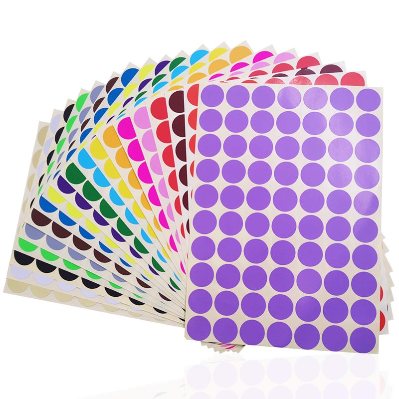SourceTon 2800 pcs 3/4" Round Coding Circle Dot Labels, SourceTon 20 Colors Neon Color Coding Dots Round Stickers - Image 1